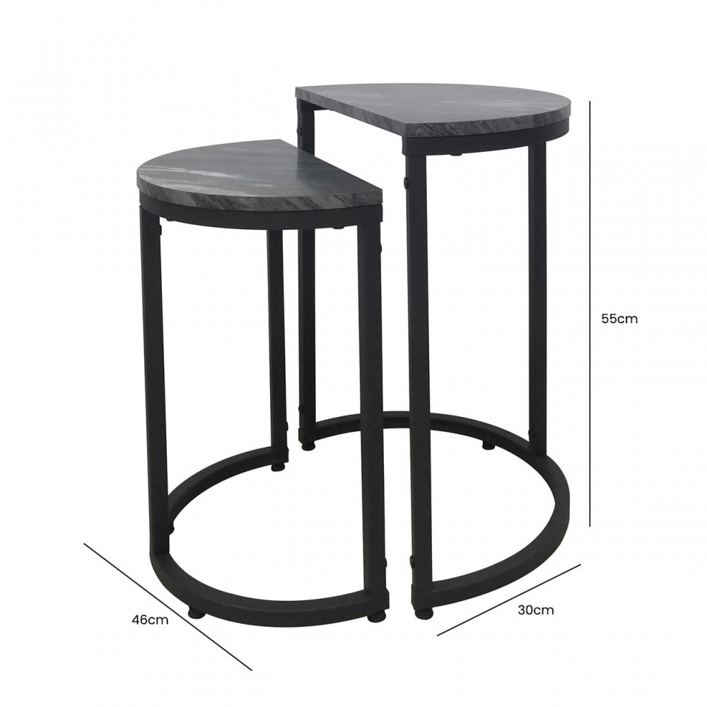Alora Set of 2 Half Moon Black Nest Table 41