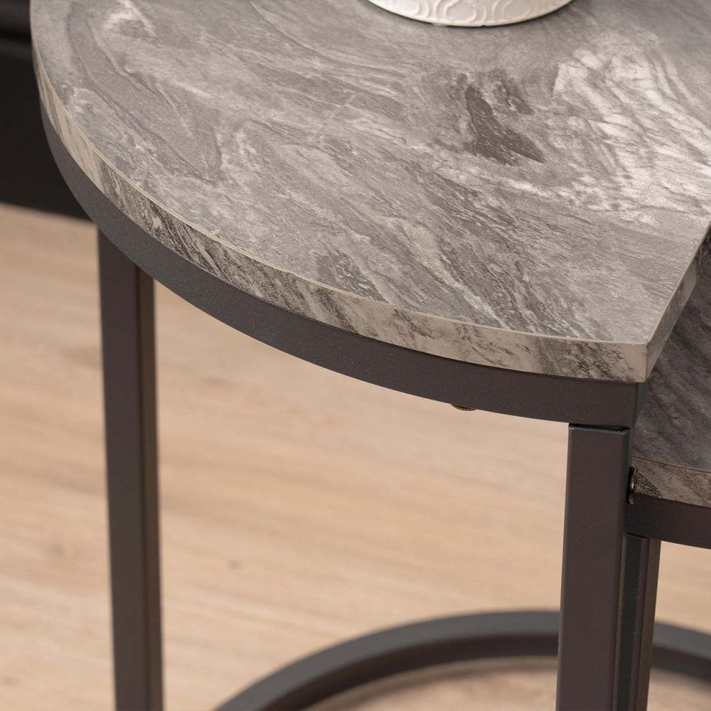 Alora Set of 2 Half Moon Black Nest Table 41