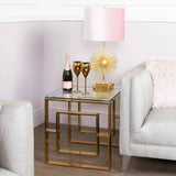 Apex Gold Metal End Table Clear Glass Top
