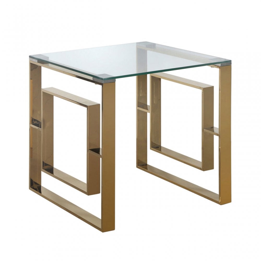 Apex Gold Metal End Table Clear Glass Top