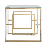 Apex Gold Metal End Table Clear Glass Top