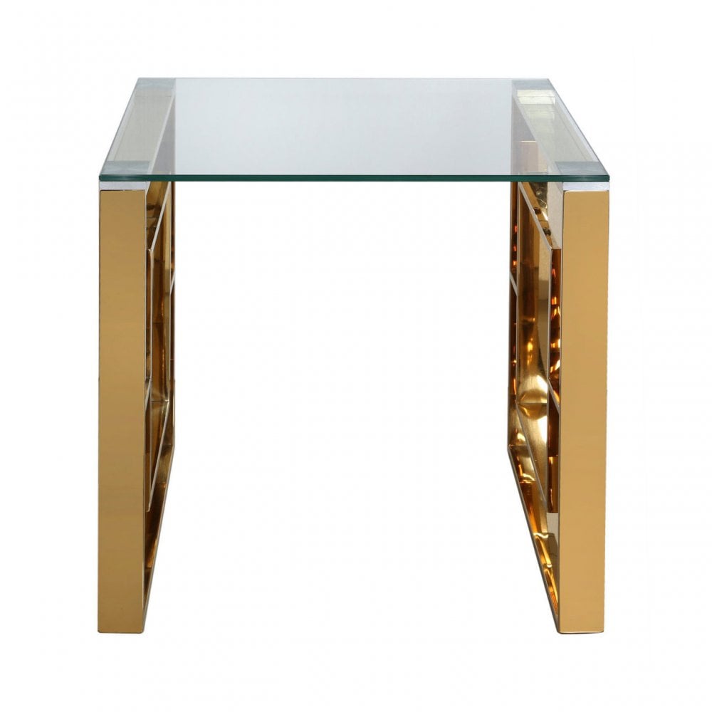 Apex Gold Metal End Table Clear Glass Top