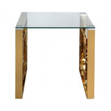 Apex Gold Metal End Table Clear Glass Top