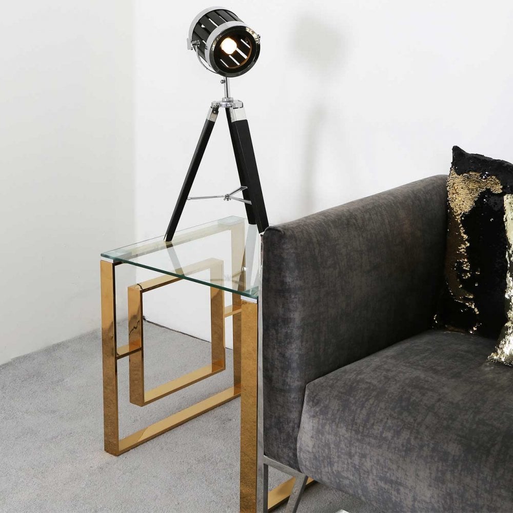 Apex Gold Metal End Table Clear Glass Top