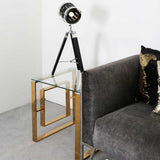 Apex Gold Metal End Table Clear Glass Top