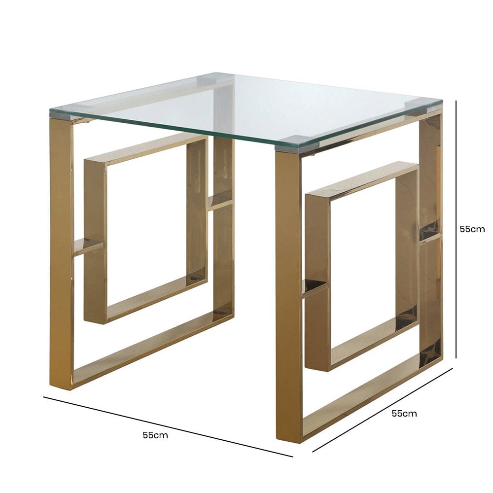 Apex Gold Metal End Table Clear Glass Top