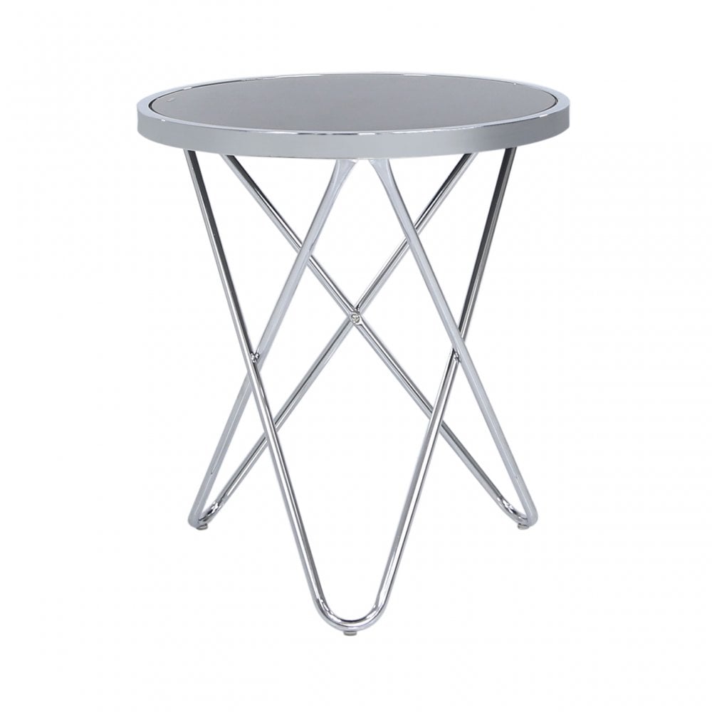 Atom Chrome &amp; Black Glass End Table