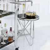 Atom Chrome &amp; Black Glass End Table