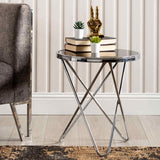 Atom Chrome &amp; Black Glass End Table