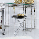 Atom Chrome &amp; Black Glass End Table