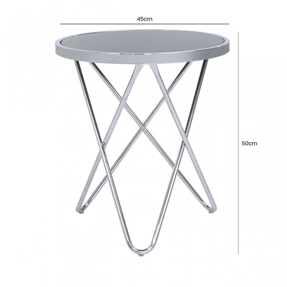 Atom Chrome &amp; Black Glass End Table