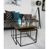 Set Of 2 Mahi Nesting Tables Black With Gold Tops