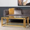 Cohen Gold Steel Tubes &amp; Clear Glass Coffee Table