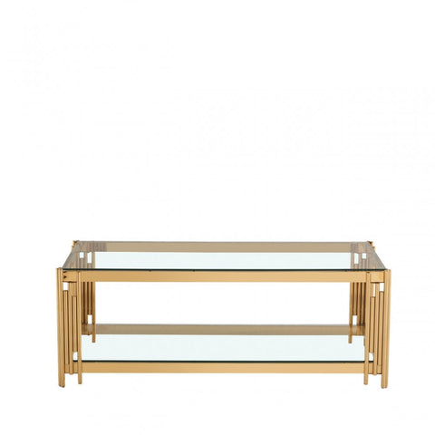 Cohen Gold Steel Tubes &amp; Clear Glass Coffee Table