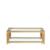 Cohen Gold Steel Tubes &amp; Clear Glass Coffee Table