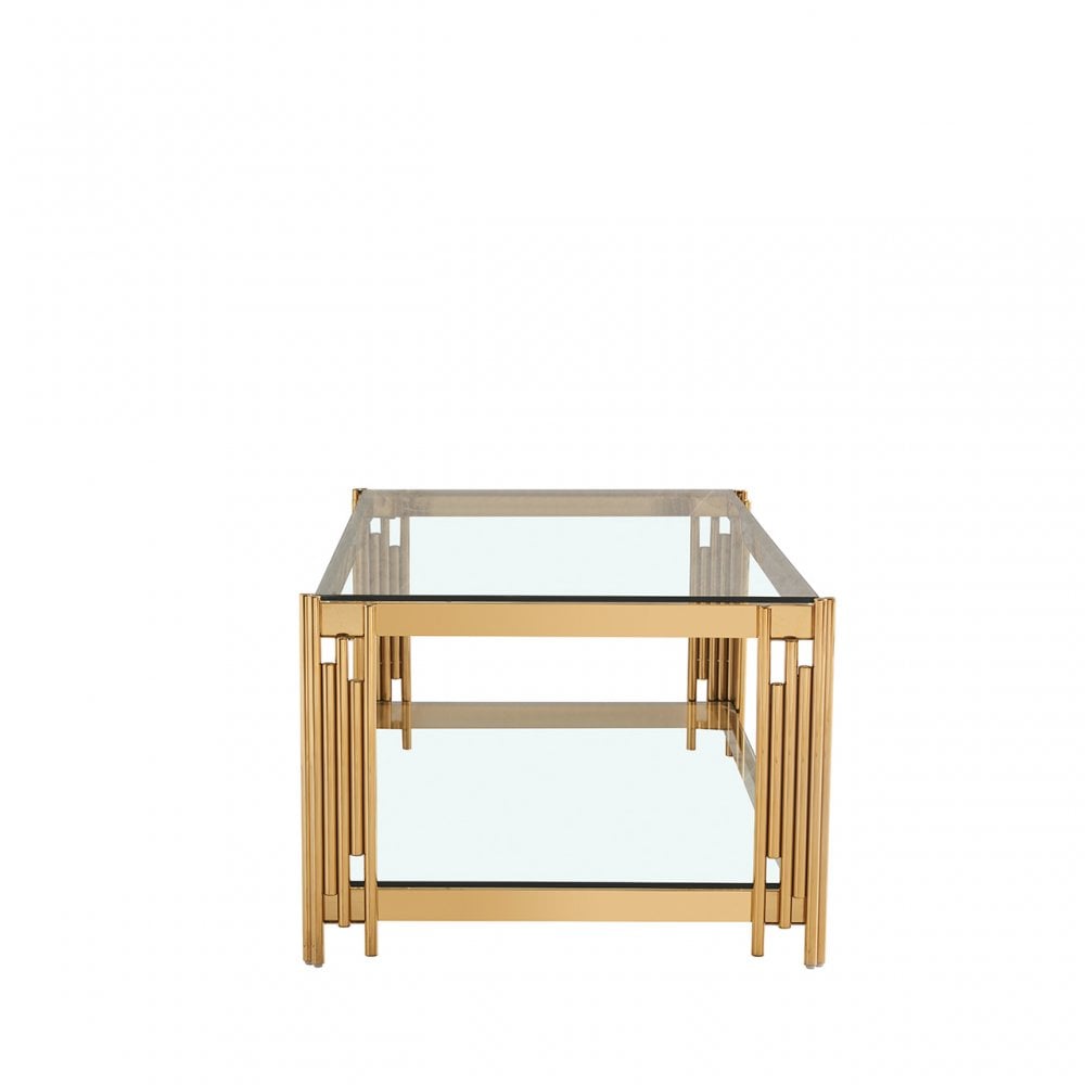 Cohen Gold Steel Tubes &amp; Clear Glass Coffee Table