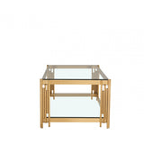 Cohen Gold Steel Tubes &amp; Clear Glass Coffee Table