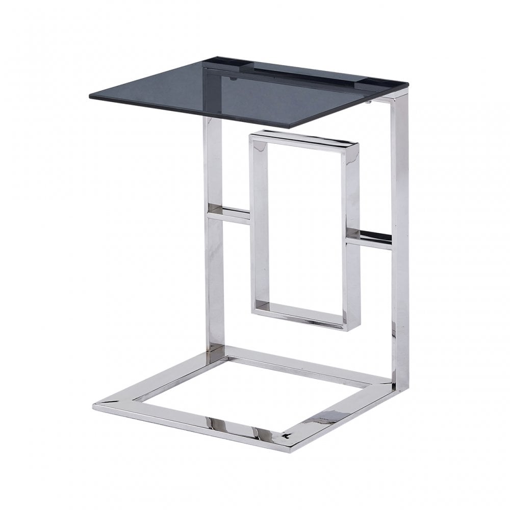 Apex Stainless Steel Sofa Tbl Smoked Glass Top