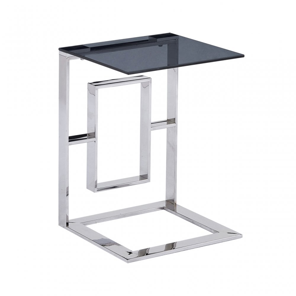 Apex Stainless Steel Sofa Tbl Smoked Glass Top