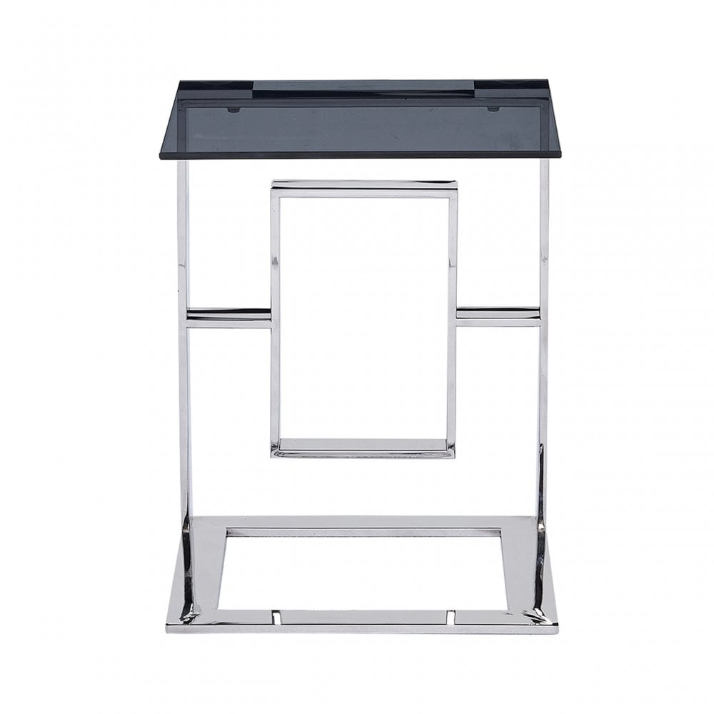 Apex Stainless Steel Sofa Tbl Smoked Glass Top