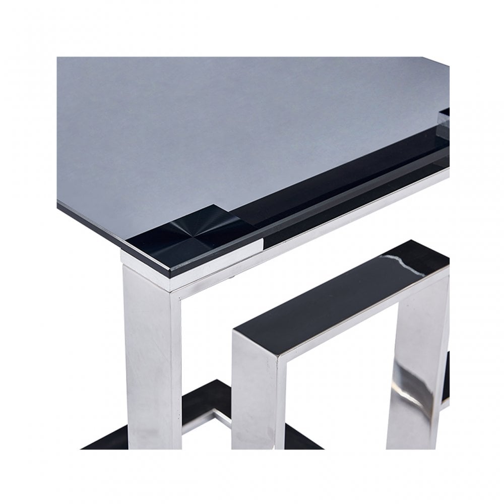 Apex Stainless Steel Sofa Tbl Smoked Glass Top