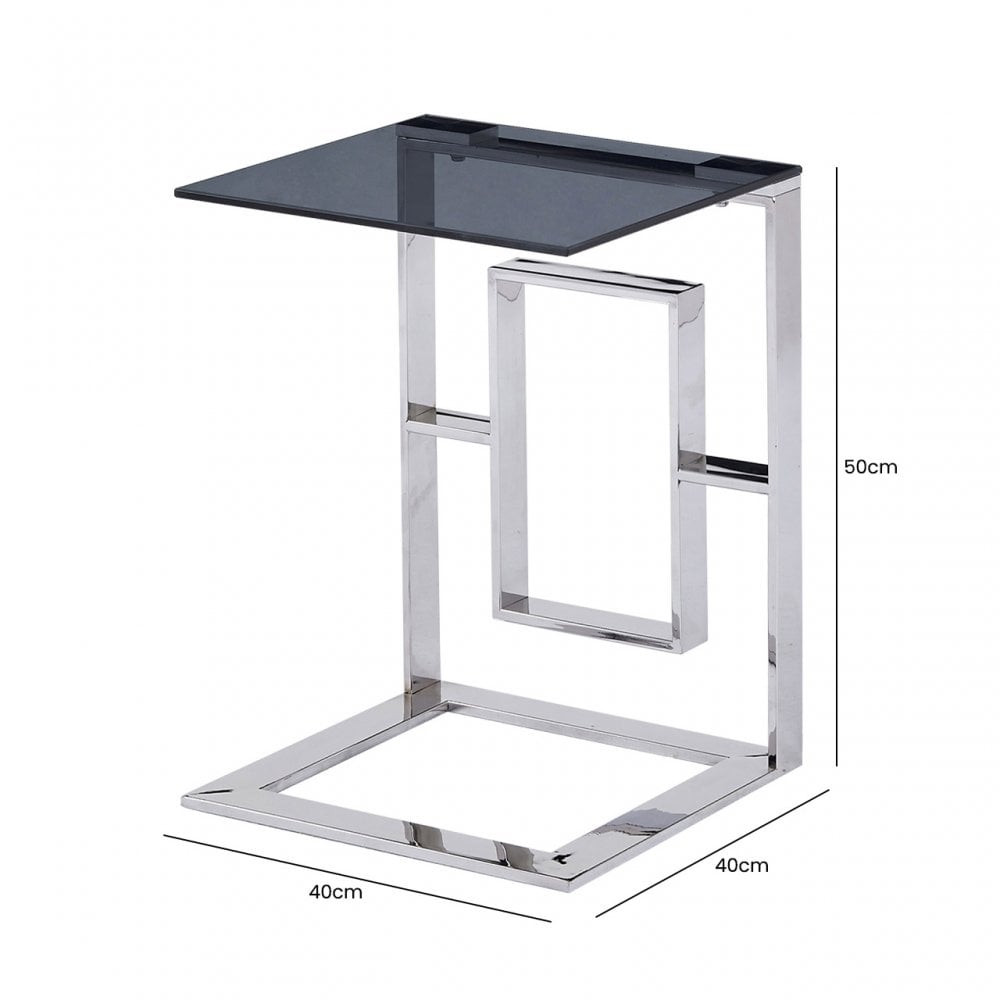 Apex Stainless Steel Sofa Tbl Smoked Glass Top