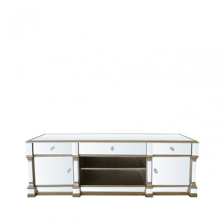 Apollo Mirror 2 Door 3 Drawer Entertainment Unit Champagne