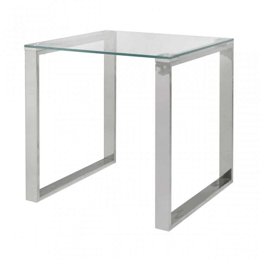Harry Stainless Steel End Table Clear Glass Top