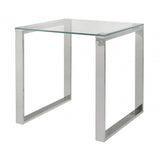 Harry Stainless Steel End Table Clear Glass Top