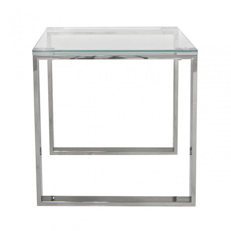 Harry Stainless Steel End Table Clear Glass Top
