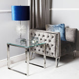 Harry Stainless Steel End Table Clear Glass Top