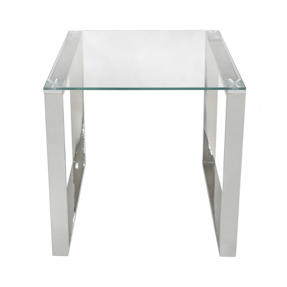 Harry Stainless Steel End Table Clear Glass Top