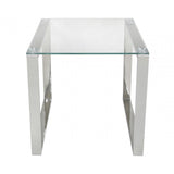 Harry Stainless Steel End Table Clear Glass Top