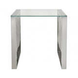 Harry Stainless Steel End Table Clear Glass Top