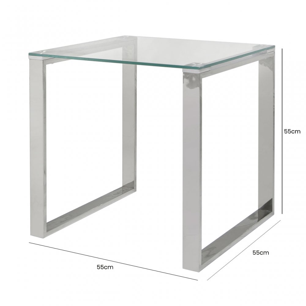 Harry Stainless Steel End Table Clear Glass Top
