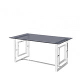 Apex Stainless Steel Dining Table Smoked Glass Top - 2 Parts