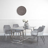 Apex Stainless Steel Dining Table Smoked Glass Top - 2 Parts