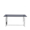 Apex Stainless Steel Dining Table Smoked Glass Top - 2 Parts