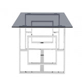 Apex Stainless Steel Dining Table Smoked Glass Top - 2 Parts