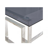 Apex Stainless Steel Dining Table Smoked Glass Top - 2 Parts