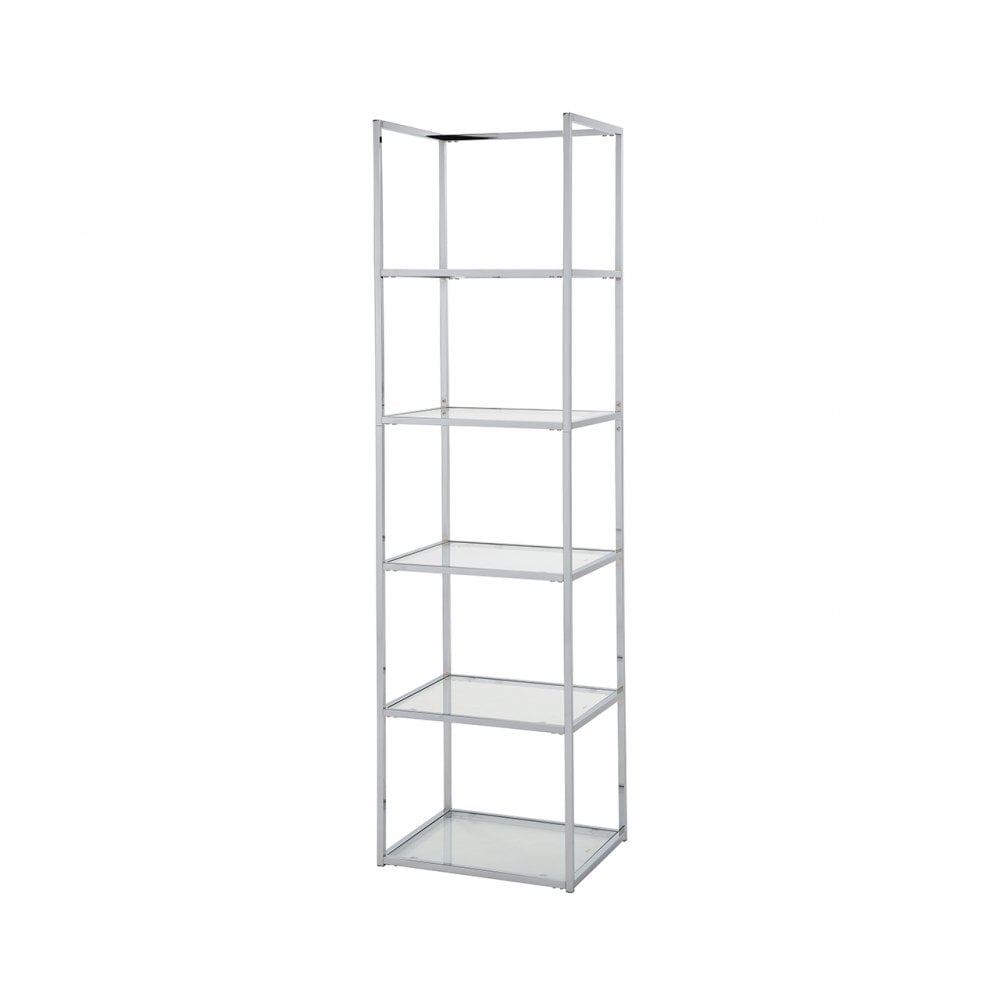 Logan 189cm Chrome and Glass 5 Tier Rectangular Display Unit-KD