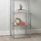Logan 189cm Chrome and Glass 5 Tier Rectangular Display Unit-KD