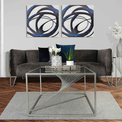 Luna Silver Metal Coffee Table Clear Glass Top