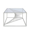Luna Silver Metal Coffee Table Clear Glass Top
