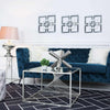 Luna Silver Metal Coffee Table Clear Glass Top