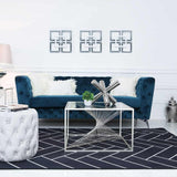 Luna Silver Metal Coffee Table Clear Glass Top