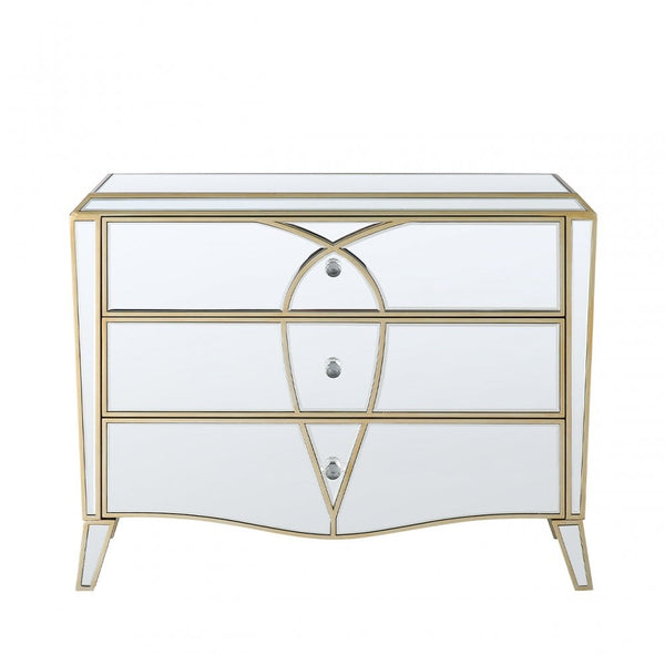 Pristina 3 Drawer Mirror Chest Champagne