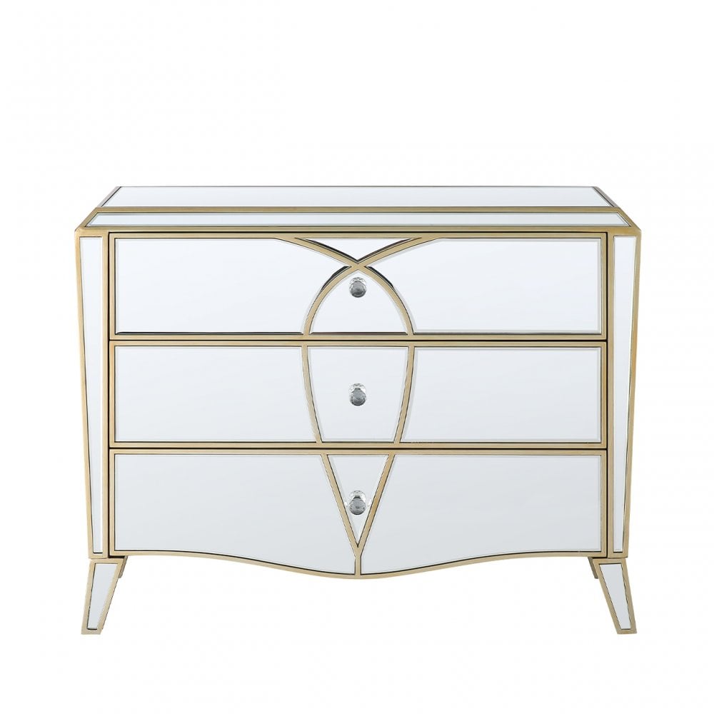 Pristina 3 Drawer Mirror Chest Champagne