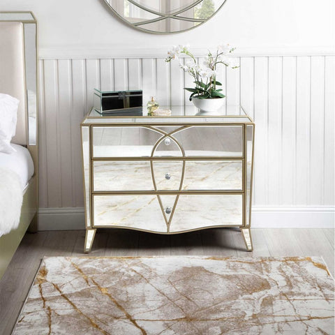 Pristina 3 Drawer Mirror Chest Champagne