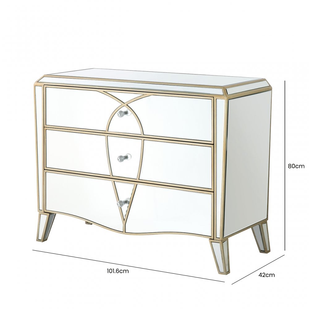 Pristina 3 Drawer Mirror Chest Champagne
